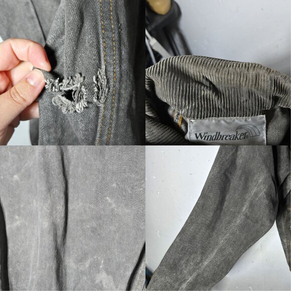Vintage Original Windbreaker Gray Denim Jean Jacket Size Large Vtg Retro Winter - Picture 3 of 8